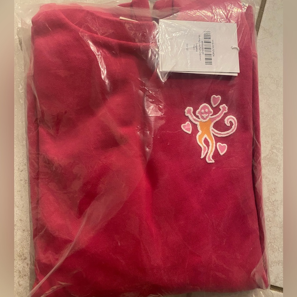 Roller Rabbit Monkey Love Puff Crewneck Hot Pink